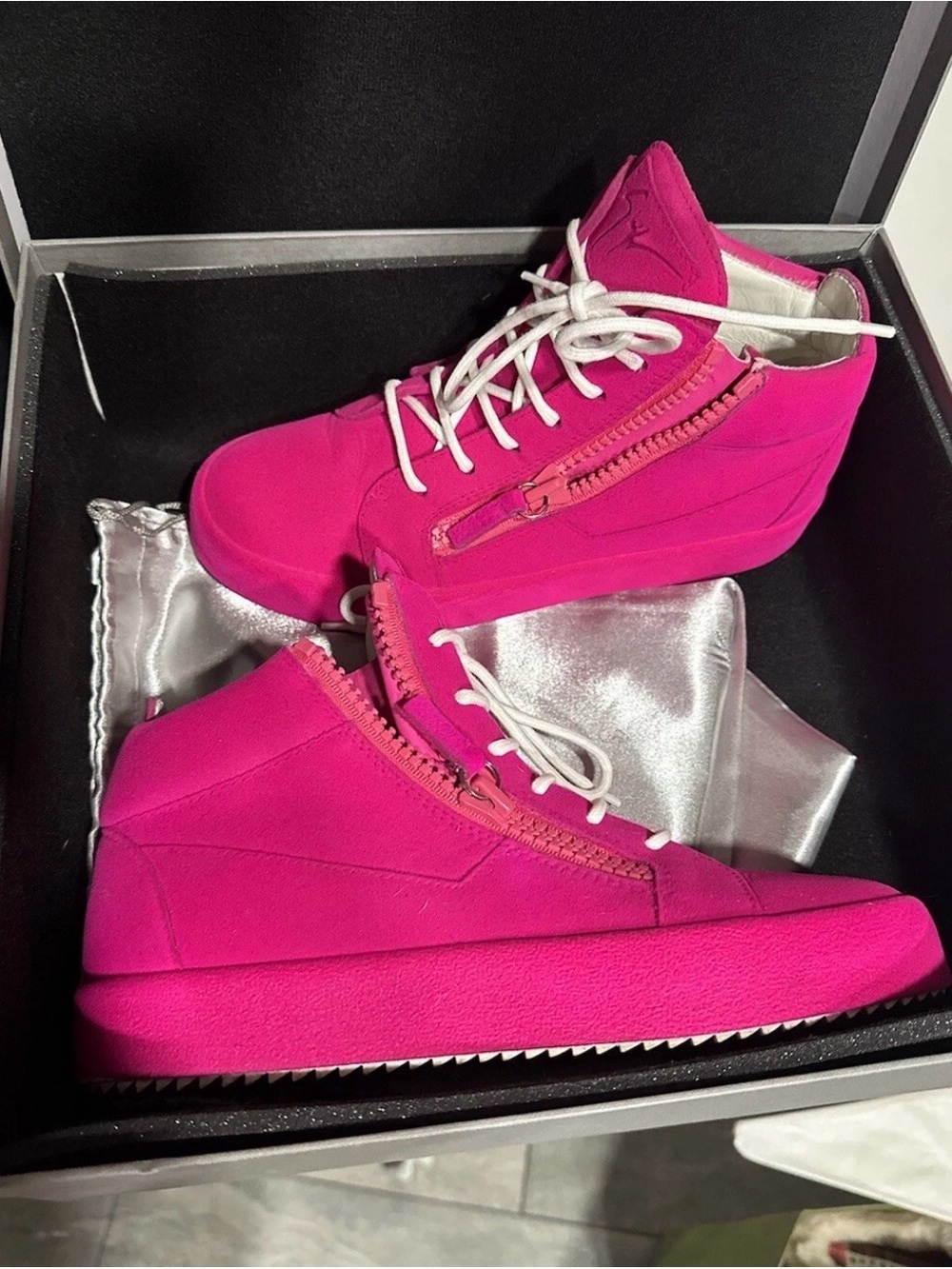 Giuseppe Zanotti Magenta Suede High-Top Sneakers